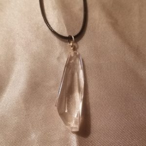 Long Clear Crystal Black Cord Necklace