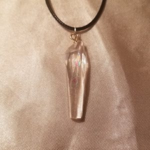 Long Clear Crystal Sparkle Black Cord Necklace