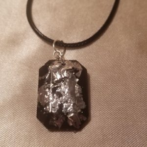 Jewel Black/Silver Flakes Black Cord Necklace