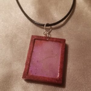 Picture Frame Red/White Black Cord Necklace