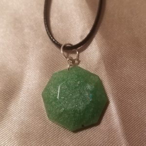 Octagon Green Black Cord Necklace