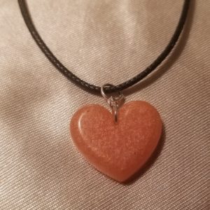 Heart Peach Black Cord Necklace
