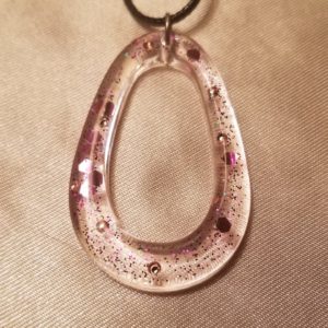 Oval/Oval Clear/Sparkles Black Cord Necklace