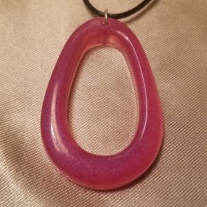 Oval/Oval Deep Pink Black Cord Necklace