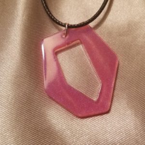 Hexagon/Pentagon Deep Pink Black Cord Necklace