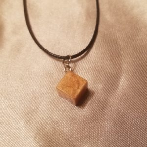 Gold Cube Black Cord Necklace
