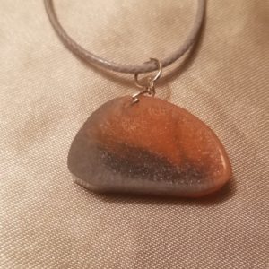Oblong Peach/Silver White Cord Necklace