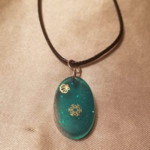 Oval Aqua Sea Black Cord Necklace Style 2