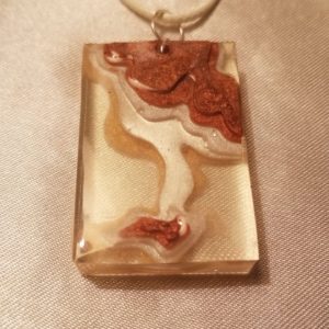 Rectangular Gold/Silver/Bronze 3-layer White Cord Necklace