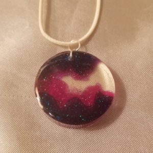 Round Pink/Purple/Blue 3-layer White Cord Necklace