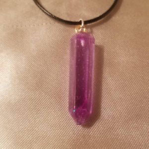 Octagon Drop Crystal Purple Brown Cord Necklace