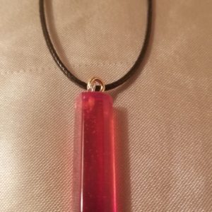 Octagon Drop Crystal Pink Brown Cord Necklace