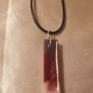 Rectangular Drop Purple/Red/White Black Cord Necklace