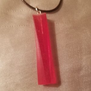 Square Twist Crystal Pink Brown Cord Necklace