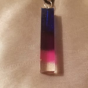 Square Drop Crystal Blue/Purple/Pink/Clear Layer Brown Cord Necklace