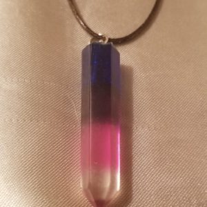 Octagon Drop Crystal Blue/Purple/Pink/Clear Brown Cord Necklace