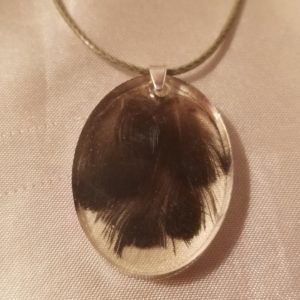 Oval Pheasant Feather Green Cord Necklace