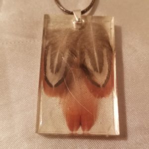 Rectangular Pheasant Feather Brown Cord Necklace Style 3
