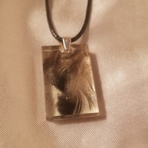 Rectangular Pheasant Feather Brown Cord Necklace Style 1
