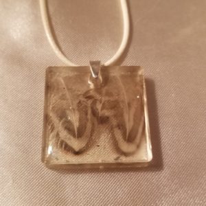 Square Pheasant Feather White Cord Necklace