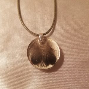 Round Pheasant Feather Green Cord Necklace