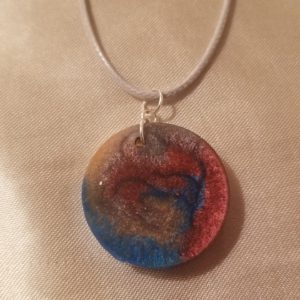 Round Blue/Peach/Red/Silver White Cord Necklace