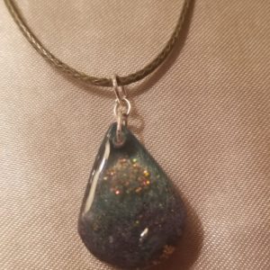 Teardrop Aqua/Purple/Sparkles Green Cord Necklace
