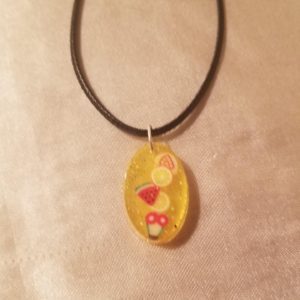 Oval Summer Time Fun Brown Cord Necklace