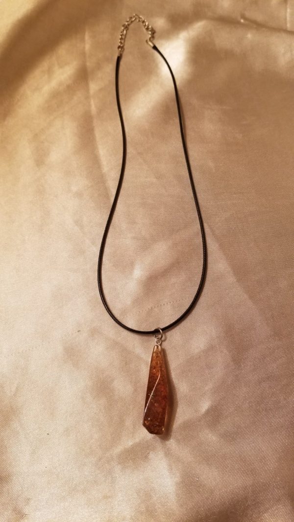 Brown Speckled Crystal Black Cord Necklace - Image 2