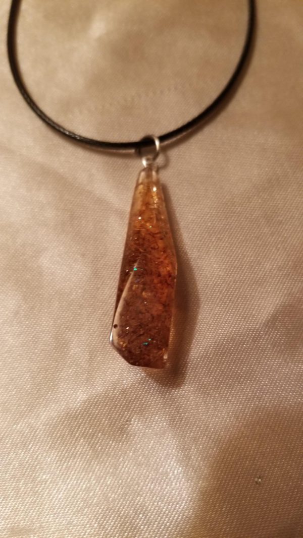 Brown Speckled Crystal Black Cord Necklace