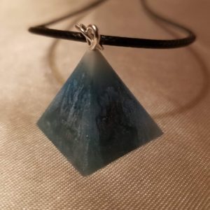 Pyramid Green/Blue Black Cord Necklace