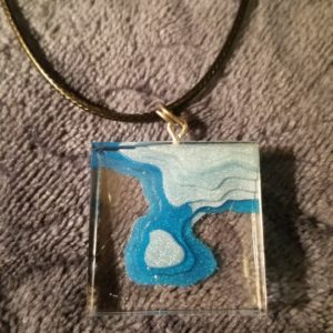 Square Icy Blues Layer Black Cord Necklace
