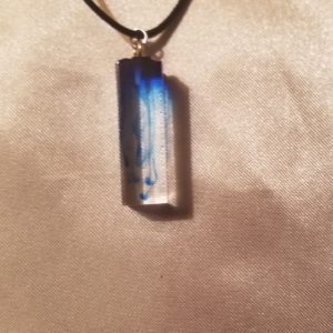 Square Drop Blue Colour Drip Black Cord Necklace