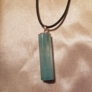 Octagon Drop Aqua Colour Drip Black Cord Necklace