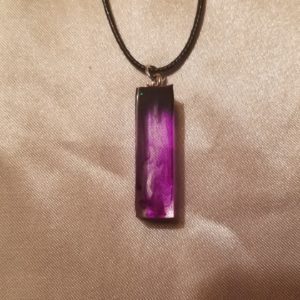 Rectangular Drop Purple Colour Drip Black Cord Necklace