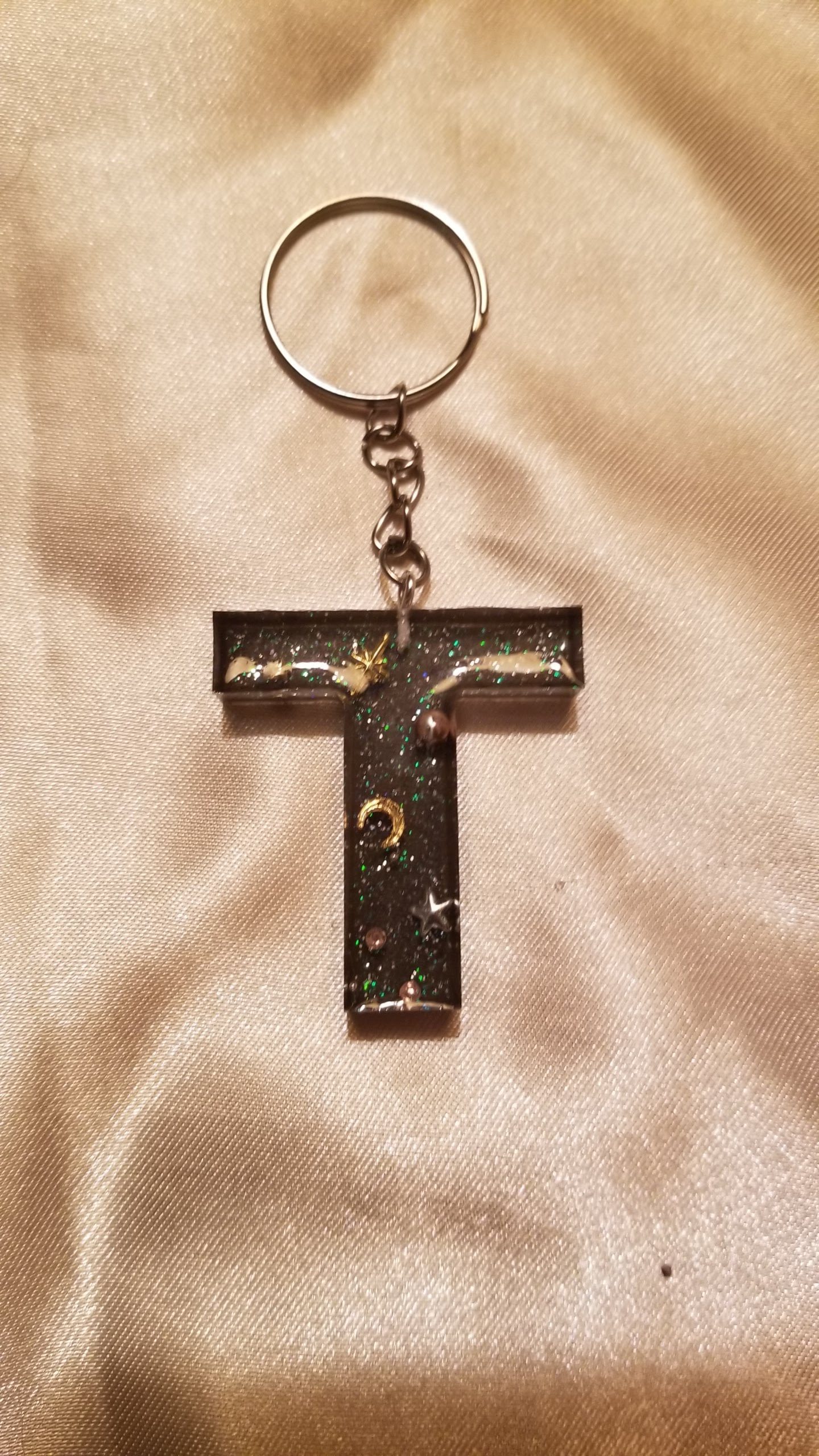 Letter T Space Keychain