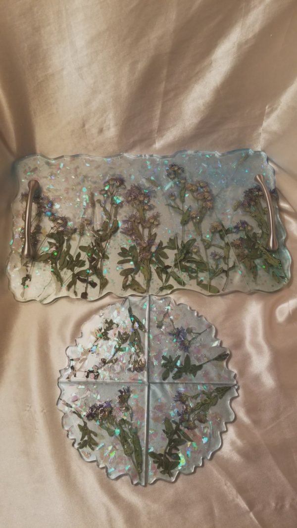 Manitoba Wild Flower Serving Tray & Coaster Set