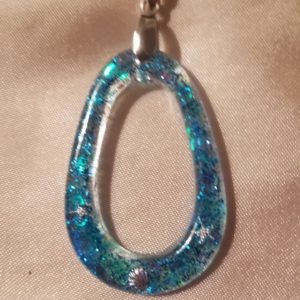Oval/Oval Ocean Sparkle Black Cord Necklace