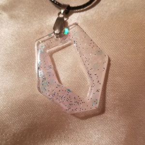 Hexagon/Pentagon Sparkle Black Cord Necklace