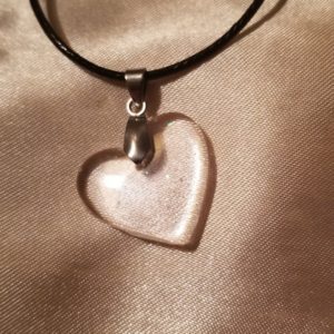 Heart Clear/Sparkle Black Cord Necklace