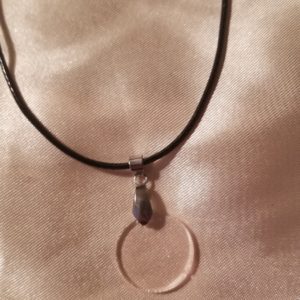 Round Clear Sparkle Black Cord Necklace