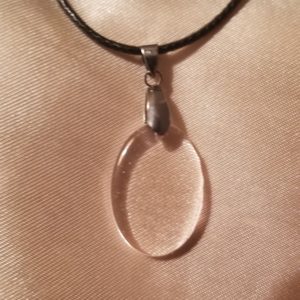 Oval Clear Sparkle Black Cord Necklace