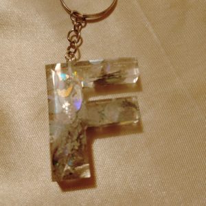 Letter F Middle Finger Glitter Keychain