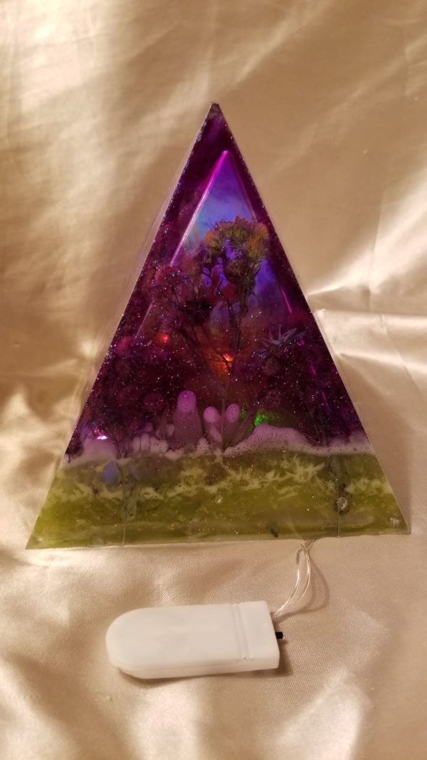 Purple/Gold Manitoba Wildflower Pyramid Lamp