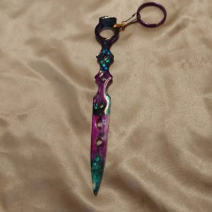 Purple/Green/Glitter Flat Sword Keychain