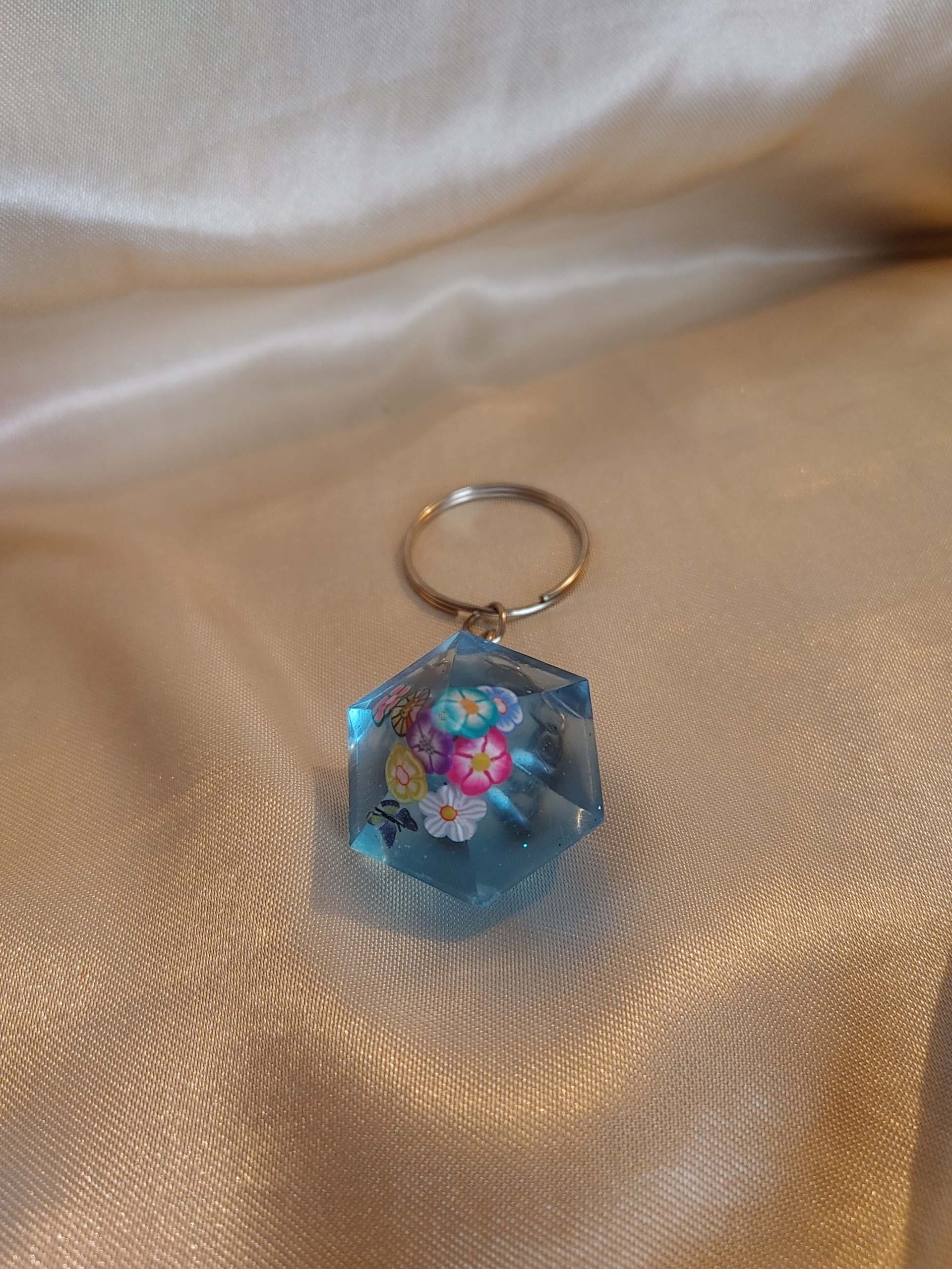Blue Crystal Butterflies/Flowers Keychain Style 1