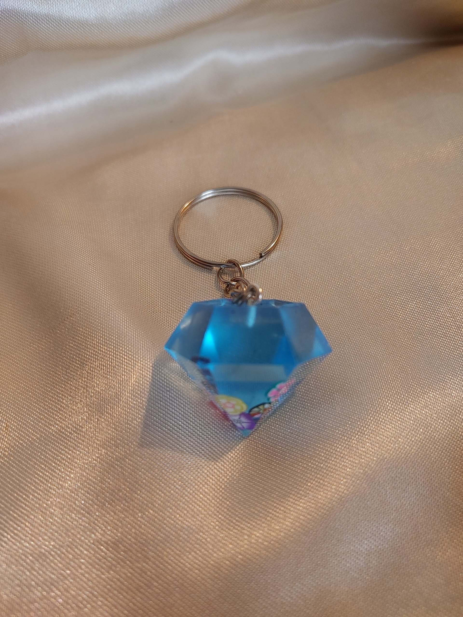 Blue Crystal Butterflies/Flowers Keychain Style 1 - Image 2