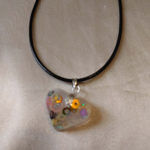 Heart Party Theme Glitter Black Cord Necklace Style 2
