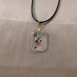 Square Jewel Party Theme Glitter Black Cord Necklace