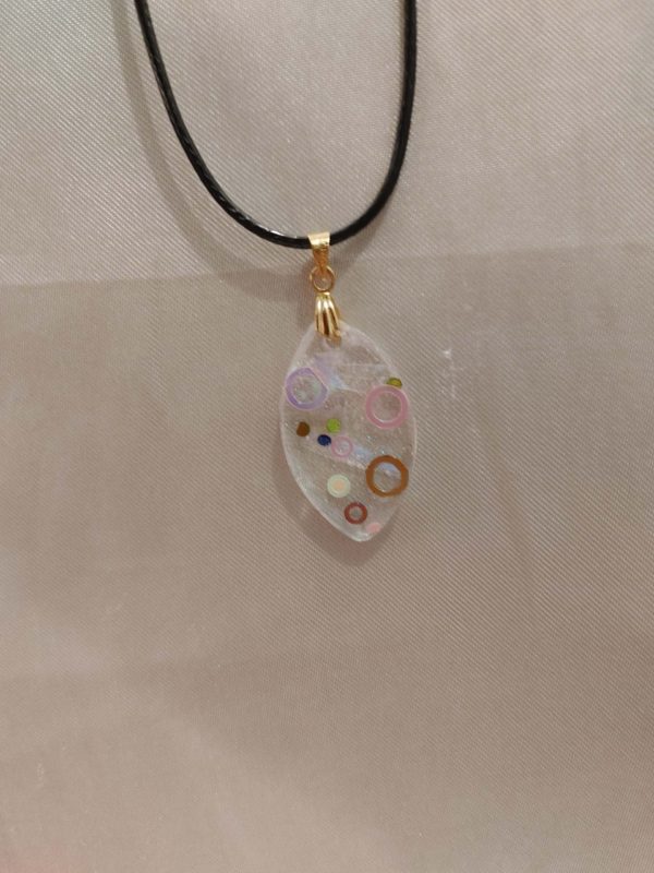 Teardrop Party Theme Glitter Black Cord Necklace